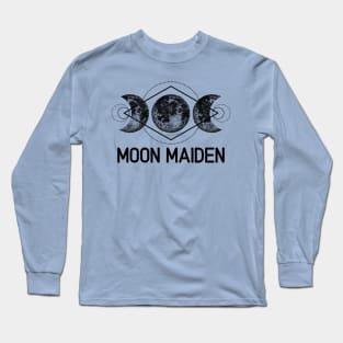 Celestial Gift Triple Moon Goddess Moon Maiden Wicca Pagan Boho Long Sleeve T-Shirt